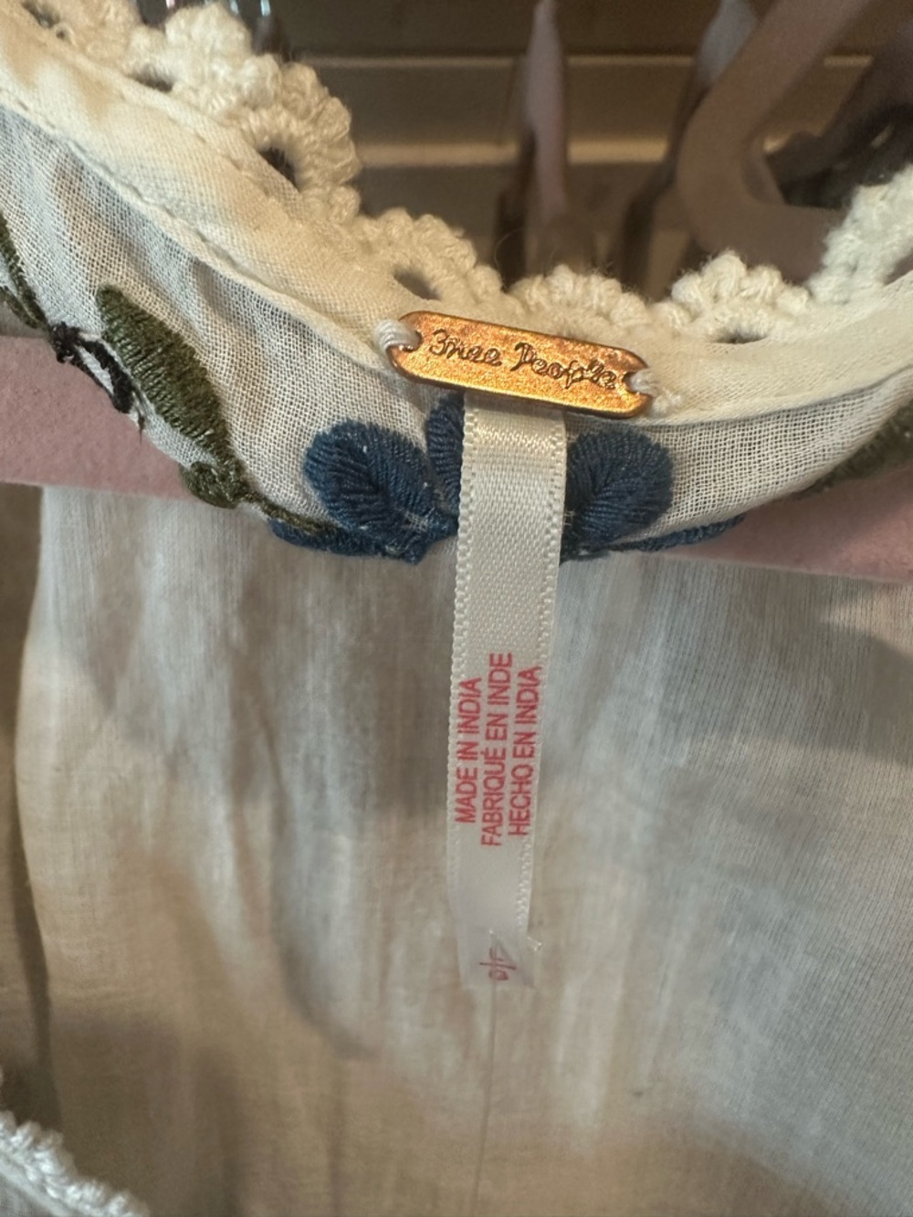 FREE PEOPLE “Danielle” Cotton Voile Embroidered Blouse Cloud Dancer Large NWT - Picture 7 of 15